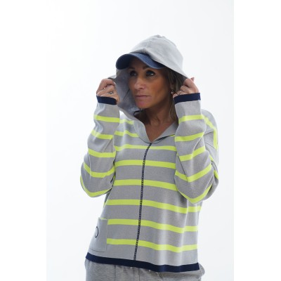 PULL ABI Gris à bande Jaune